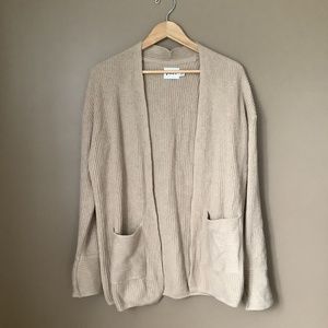 Pact oatmeal organic cotton wool ribbed cardigan sweater S/M